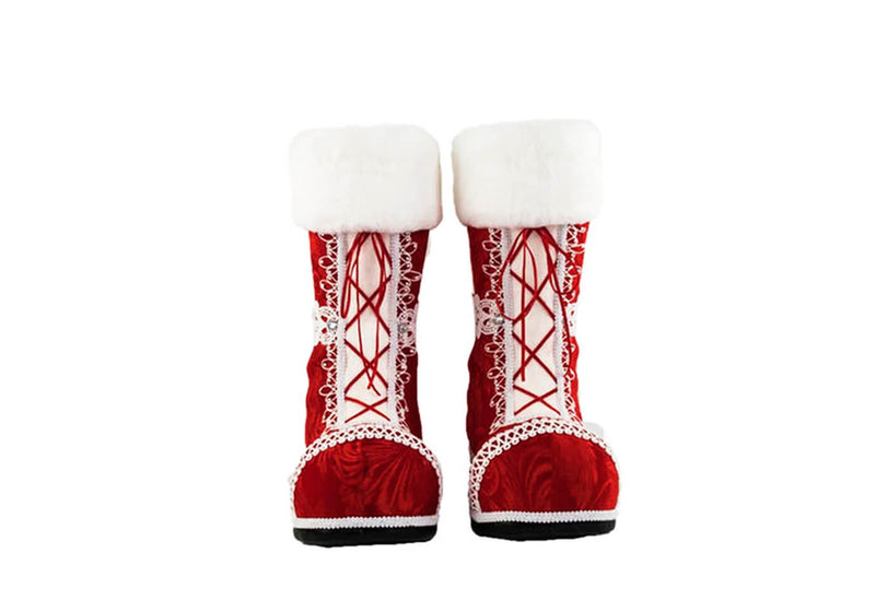 Botas de Santa Terciopelo Rojo y Blanco – 38 cm