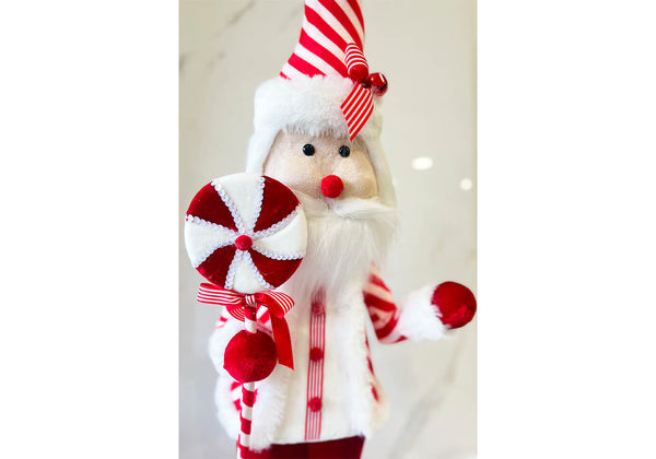 Santa Decorativo Tela con Bastón Caramelo 96 cm