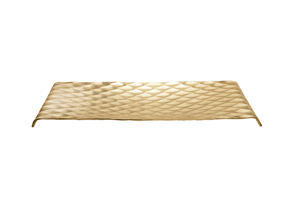 Bandeja Rectangular de Metal Plateado y Dorado Rombos en Relieve