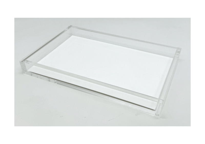 Charola Rectangular de Acrílico con Fondo Blanco