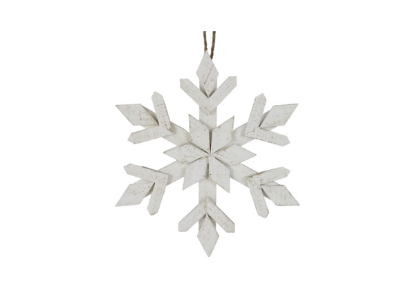 Snowflake de Madera Rústica Blanca