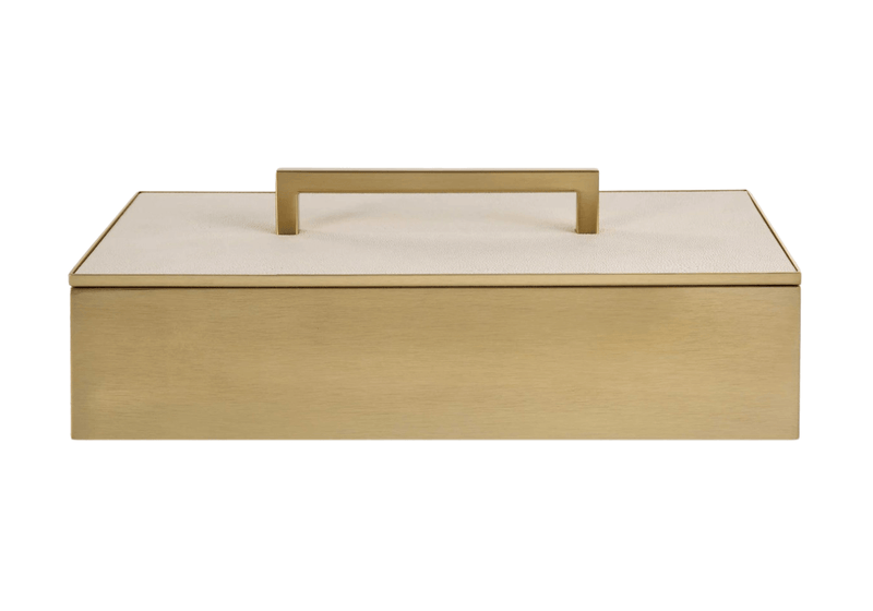 Caja Decorativa de Metal con en Latón y Blanco