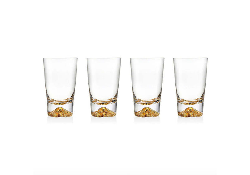 Vaso de Cristal Fondo Dorado 12 Oz - Set de 4