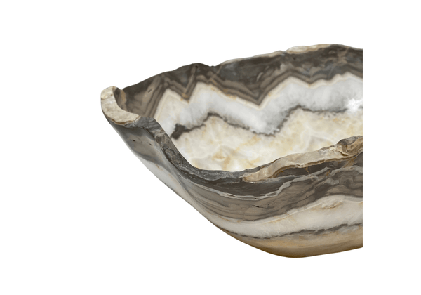 Bowl de Piedra Onix Blanco con Café