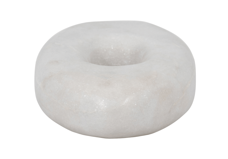 Escultura Oval con Hueco de Mármol Blanco