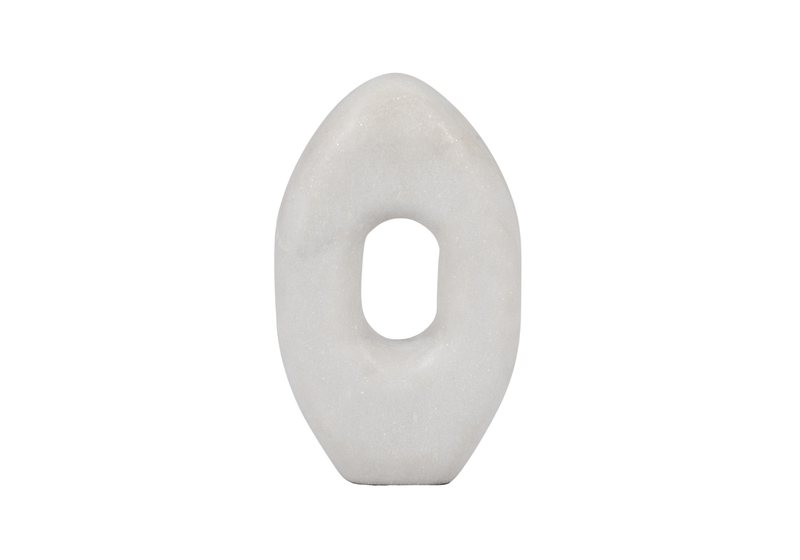 Escultura Oval con Hueco de Mármol Blanco