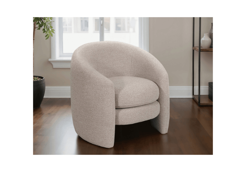 Sillón de Tela Beige en Forma de Medio Círculo