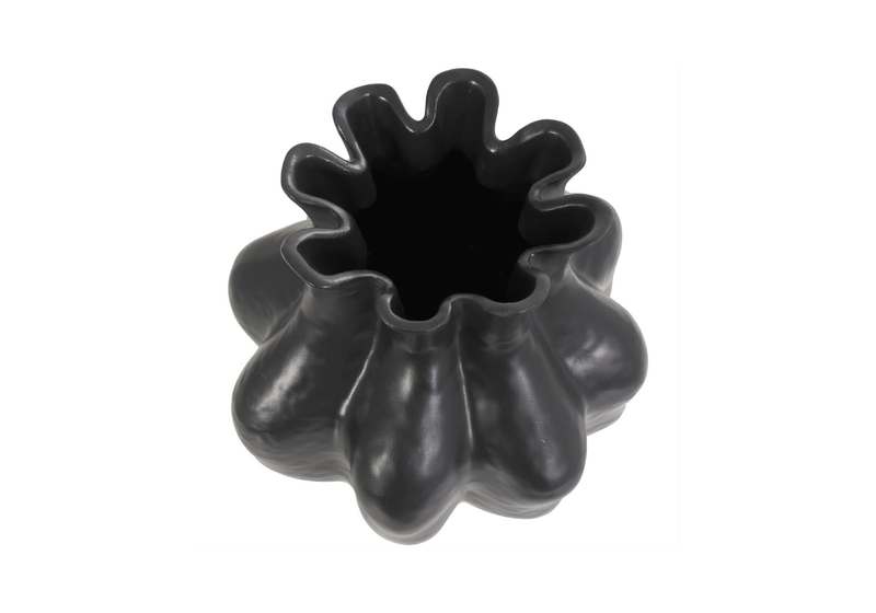 Florero de Cerámica Negro Gajos