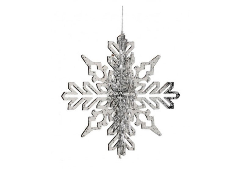 Snowflake 3D Plateado Brillante 23 cm