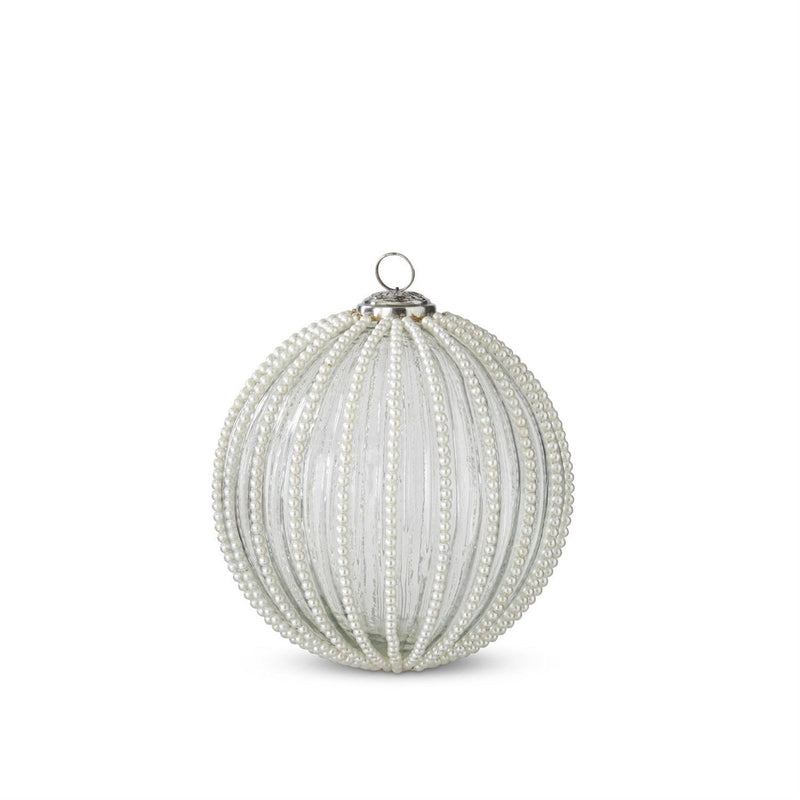 Esfera de Vidrio Transparente con Bolitas Blancas en Relieve 15 cm