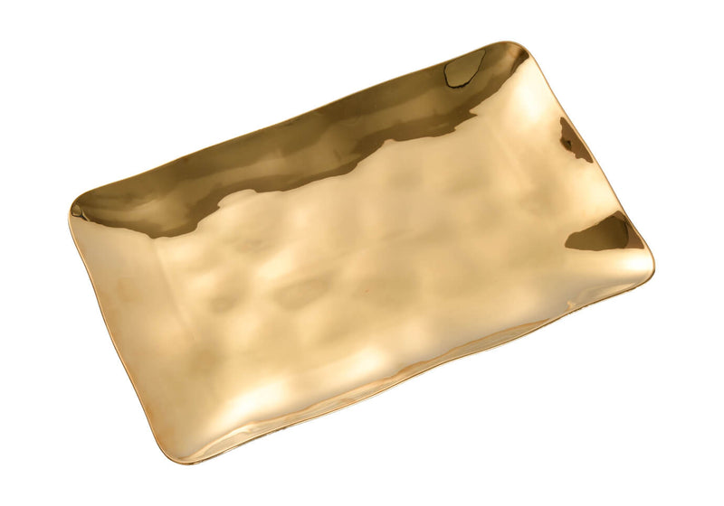 Charola de Porcelana Rectangular Dorado