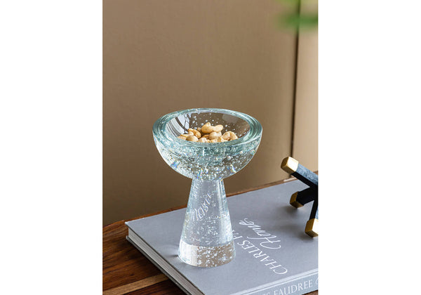 Bowl con Pedestal Vidrio Burbujas