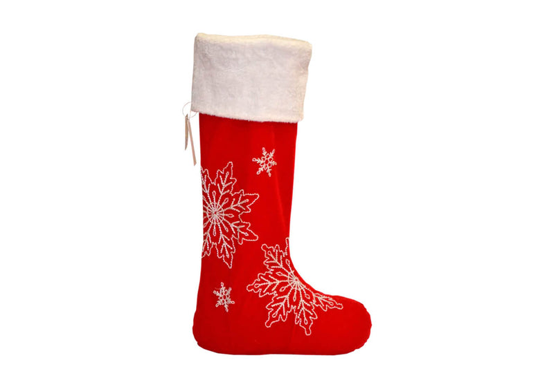 Bota Roja con Snowflakes Blancos